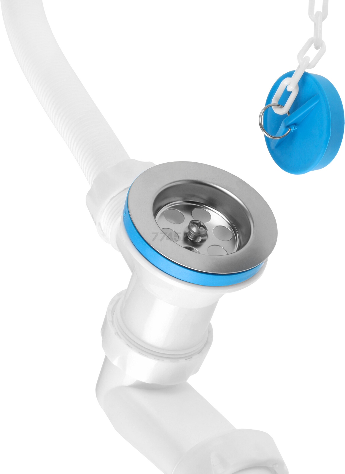 Сифон для ванны выпуск D70 перелив гибкая труба 40х40/50 AV ENGINEERING (AVE129730) - Фото 4