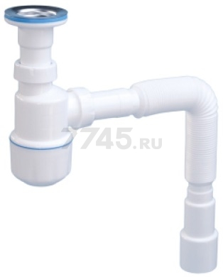 Сифон для умывальника выпуск D64 литой гибкая труба 1 1/4" - 40/50 мм AV ENGINEERING (AVE129750)