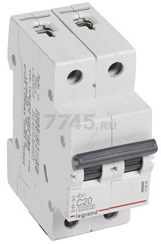 Автоматический выключатель LEGRAND RX3 4500 2P 20А С 4,5кА (419698)