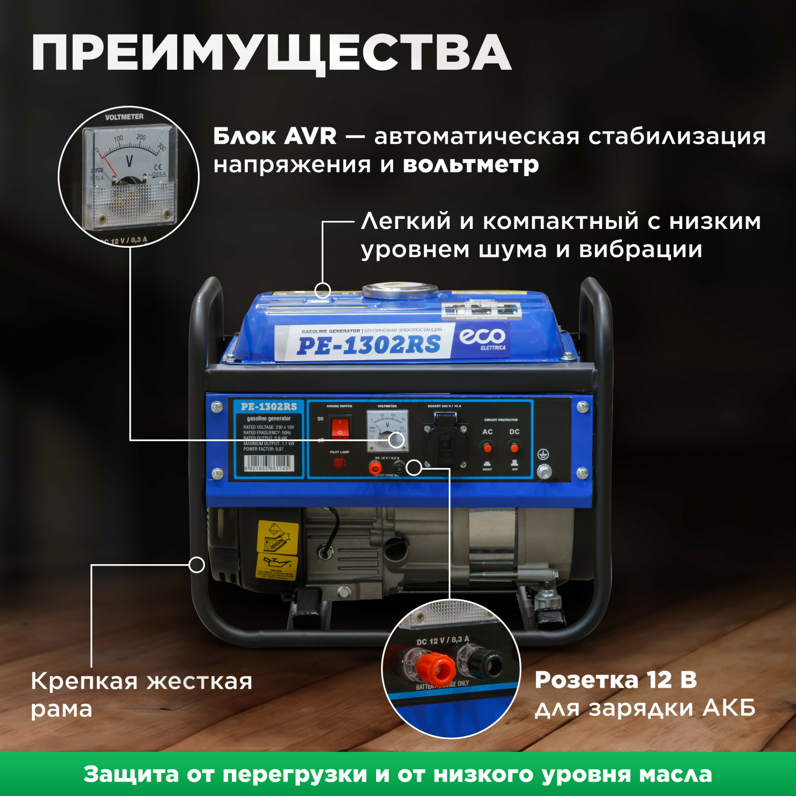 Генератор бензиновый ECO PE-1302RS - Фото 2