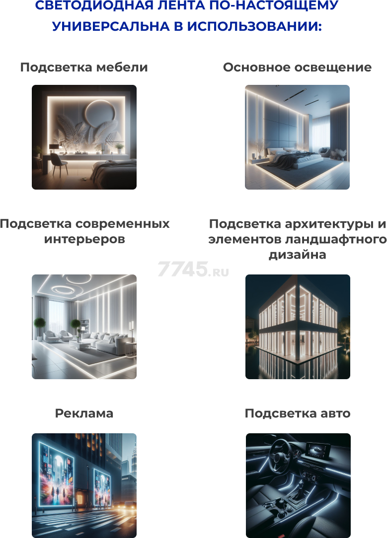 Лента светодиодная 2835 19,2 Вт/м 6000K IP20 12В 5 м TRUENERGY (16008) - Фото 13