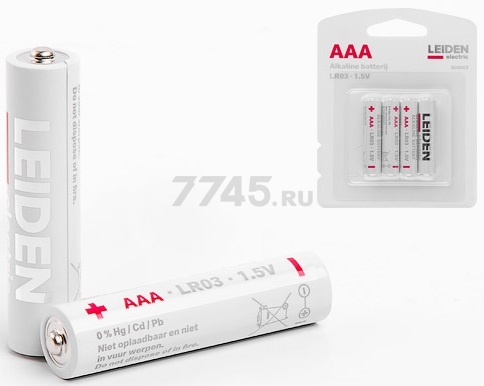 Батарейка AAA LEIDEN ELECTRIC 1,5 V алкалиновая 4 штуки (808002)