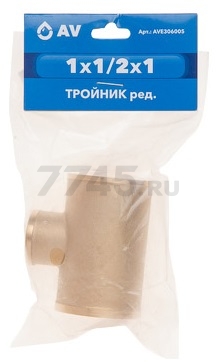 Тройник латунный редукционный 1"X1/2X1" AV ENGINEERING (AVE306005) - Фото 2