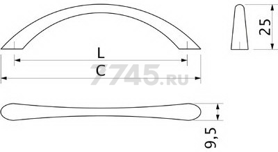 Ручка мебельная скоба AKS UР82-96 хром (62155) - Фото 2