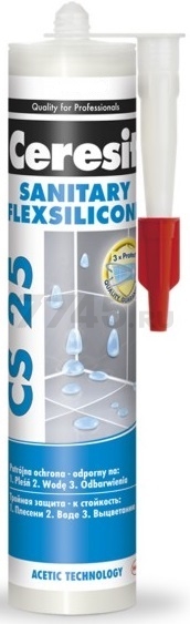 Герметик силиконовый CERESIT CS 25 санитарный 28 персиковый 280 мл (1573767)