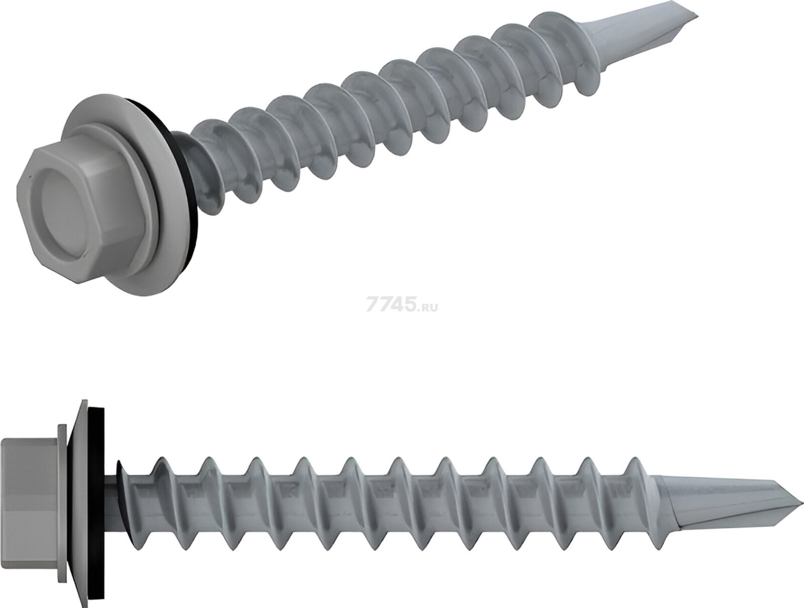 Саморез кровельный 4,8х35 мм цинк шайба с прокладкой PT1 RAL 7004 STARFIX 4500 штук (SM-32709-4500)