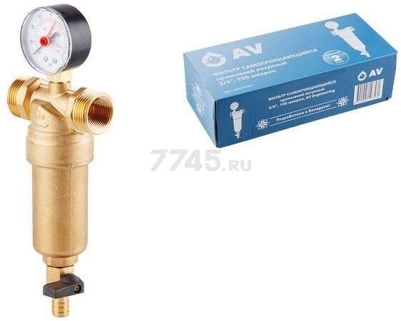 Фильтр магистральный самопромывной AV ENGINEERING 3/4" 100 мкм с манометром (AVE115702) - Фото 7