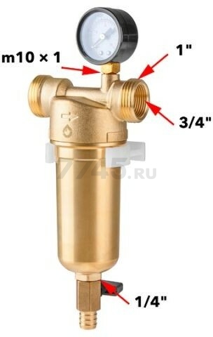 Фильтр магистральный самопромывной AV ENGINEERING 3/4" 100 мкм с манометром (AVE115702) - Фото 10