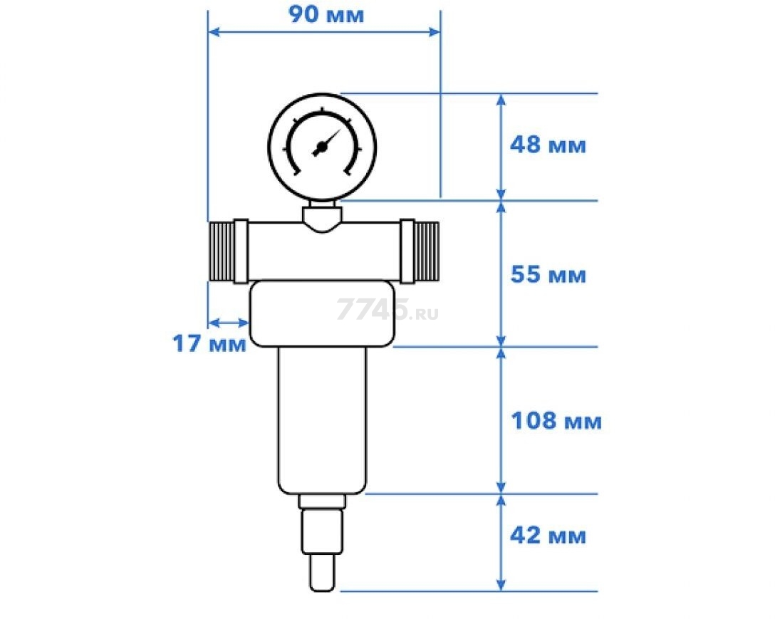 Фильтр магистральный самопромывной AV ENGINEERING 1/2" 100 мкм с манометром (AVE115701) - Фото 8