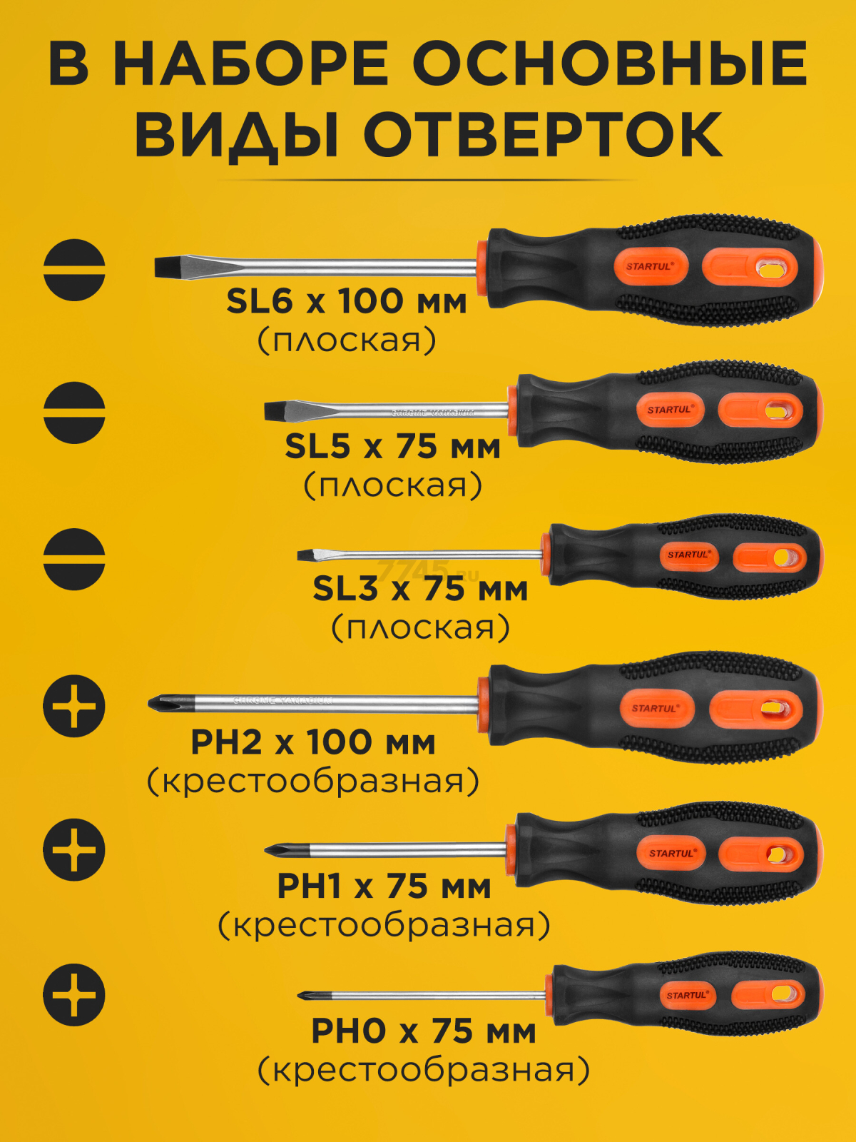 Набор отверток STARTUL Profi 6 предметов (ST3033-6) - Фото 2