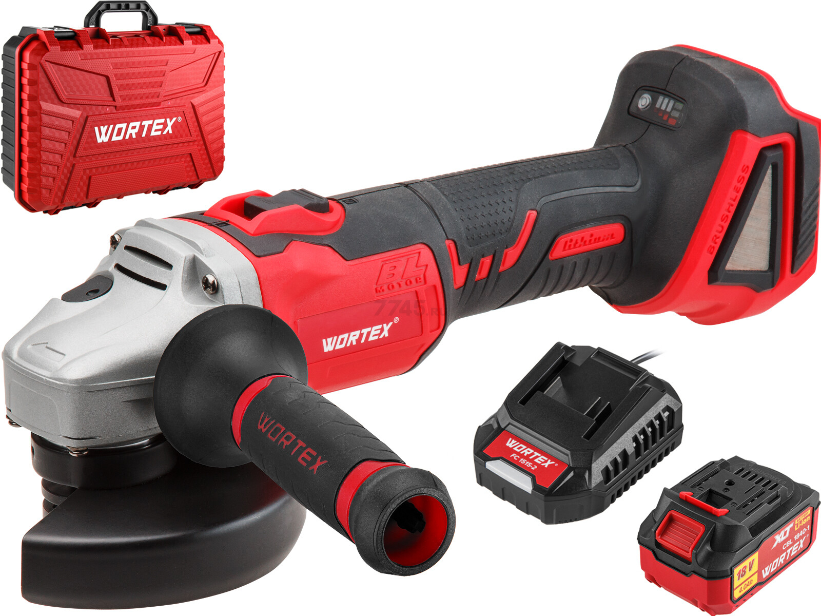 Шлифмашина угловая аккумуляторная WORTEX CAG 1812 E XLT SET (1BCAG001A29)