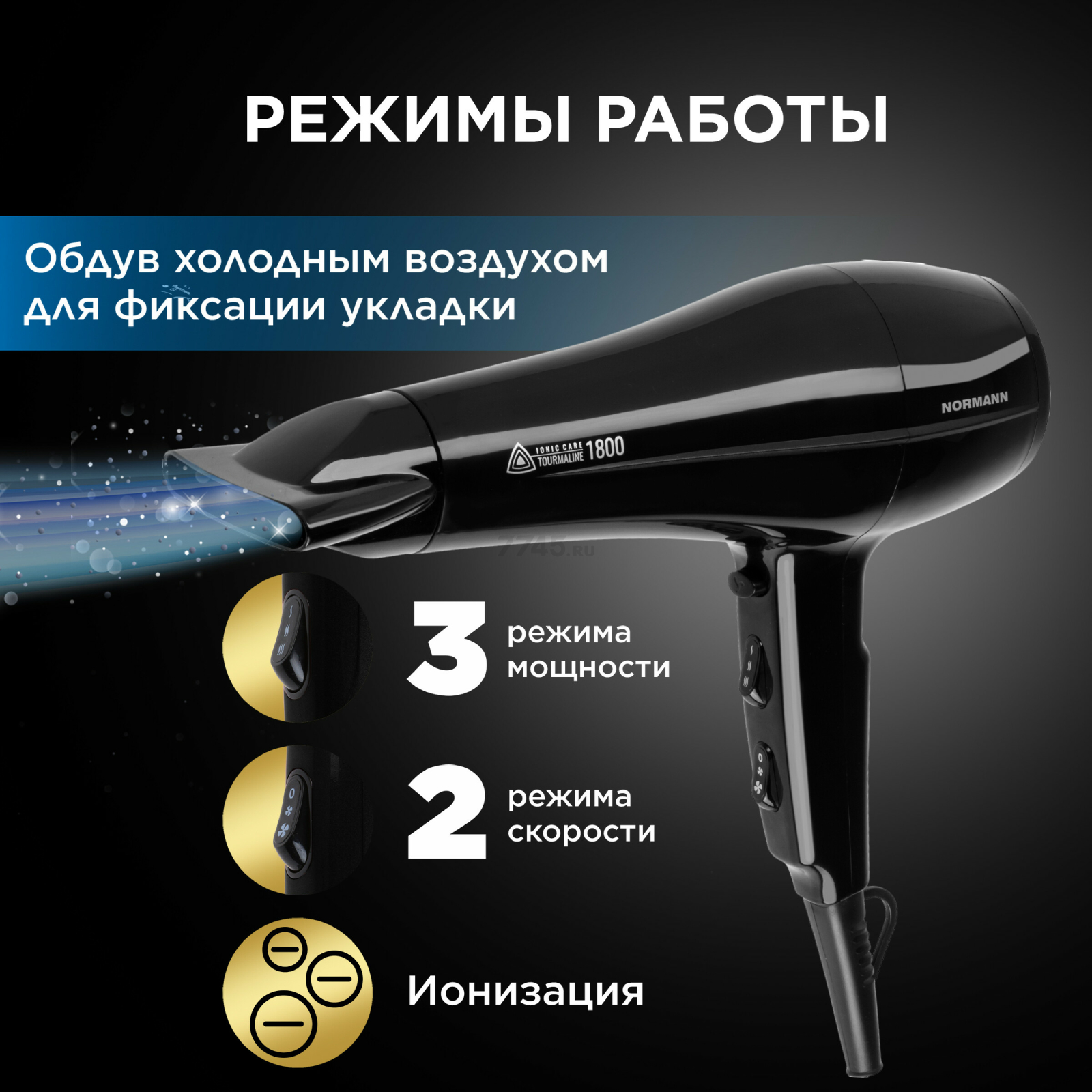 Фен NORMANN AHD-428 - Фото 2