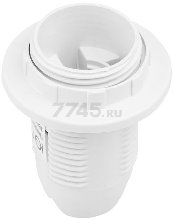 Патрон для лампочки Е14 термостойкий пластик с кольцом ЮПИТЕР белый (JP7702-02)