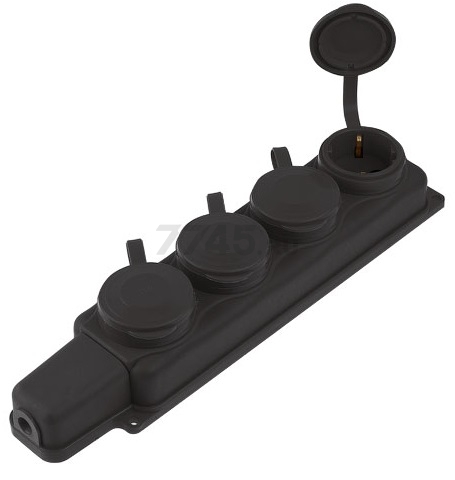 Колодка удлинителя 4 гнезда 16А 250В с заземлением ЮПИТЕР черная (JP7601-04)