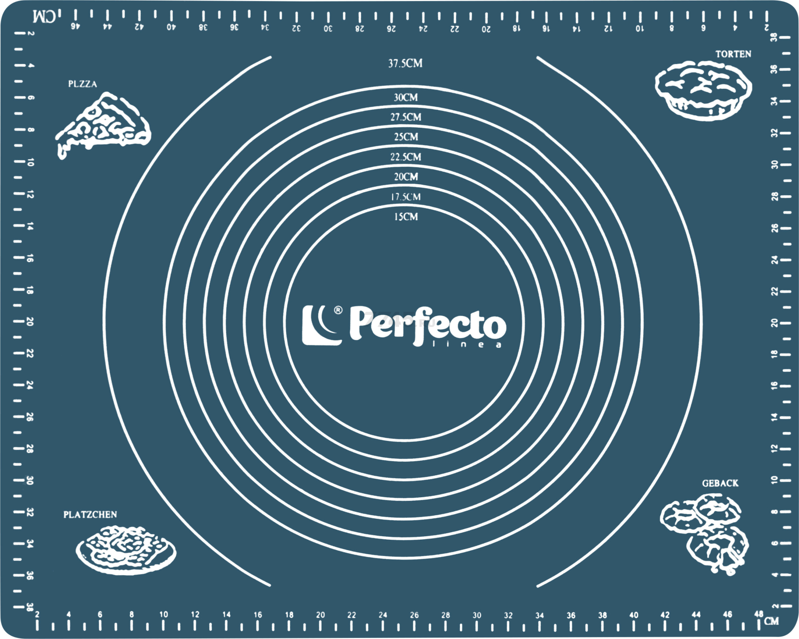 Коврик для теста с мерными делениями 50х40 см PERFECTO LINEA серо-голубой (23-504003)