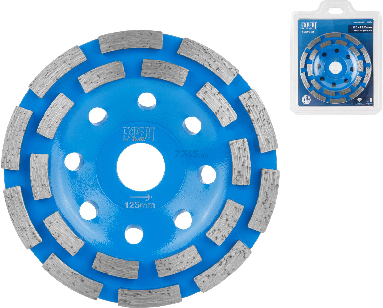 Чашка алмазная шлифовальная 125х22,2 мм двурядная STARTUL EXPERT (SE8001-125) - Фото 3