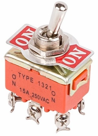 Выключатель-тумблер 250V 15А ON-ON двухполюсный REXANT (06-0327-B)