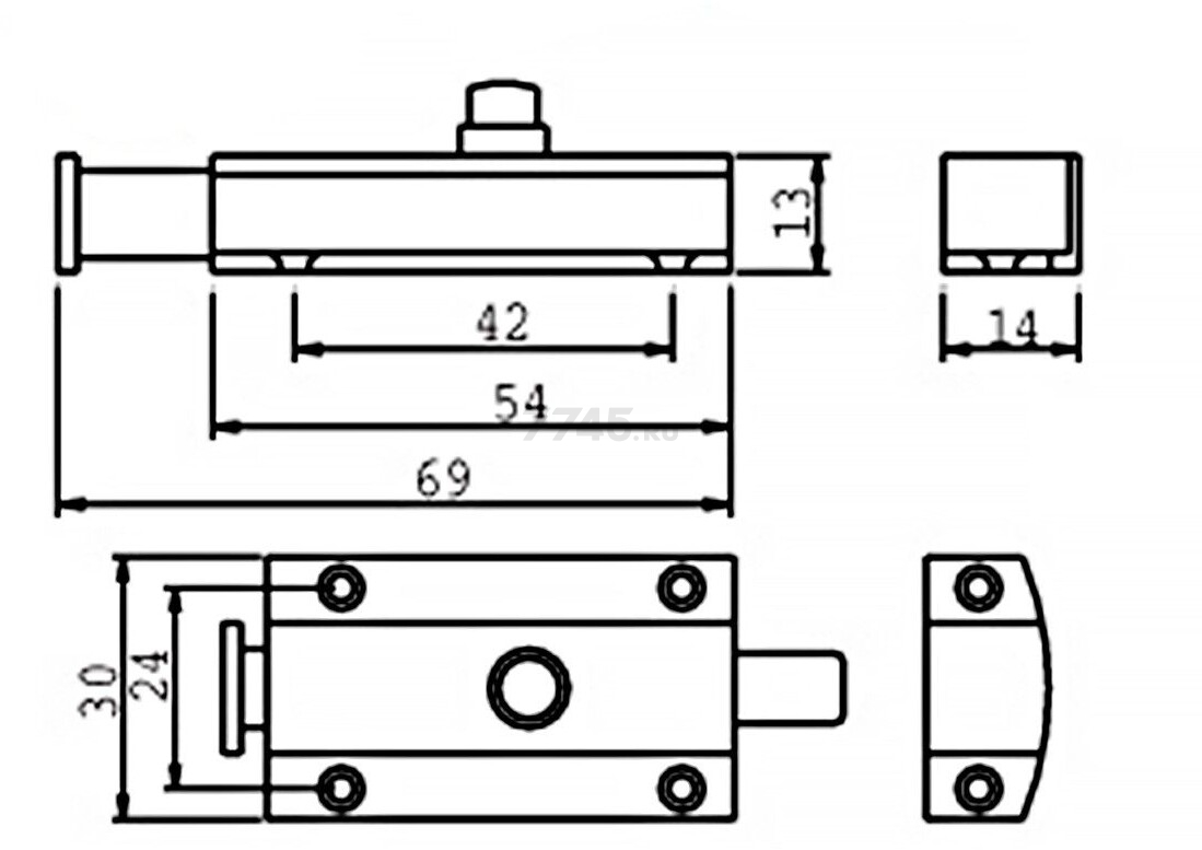 Задвижка мебельная автоматическая STARFIX золото (SMF-3061) - Фото 2