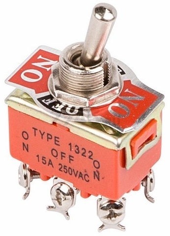 Выключатель-тумблер 250V 15А ON-OFF-ON двухполюсный REXANT (06-0328-B)