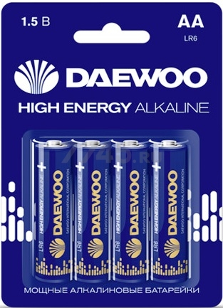 Батарейка АА LR6 DAEWOO High Energy 1,5 V алкалиновая 4 штуки (5030329)