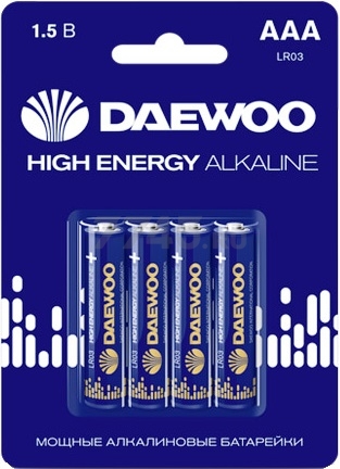 Батарейка ААА LR03 DAEWOO High Energy 1,5 V алкалиновая 4 штуки (5030381)