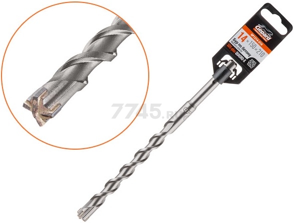 Бур (сверло) SDS-plus 14х150х210 мм GEPARD Quadro-x (GP1214-210)