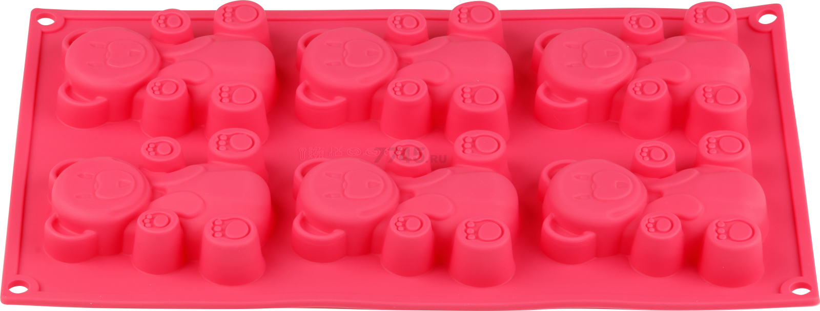 Форма для выпечки силиконовая прямоугольная на 6 кексов 30,5х18х2 см PERFECTO LINEA Fruit Dove розовый (20-104829)