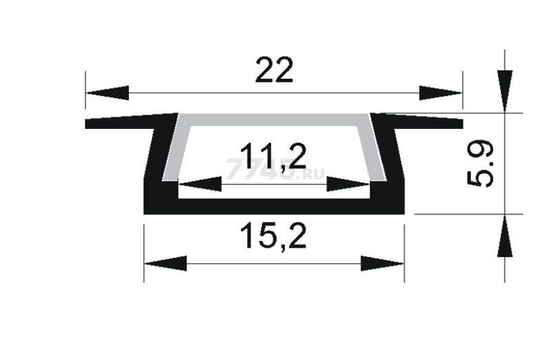 Профиль для светодиодной ленты врезной PAL 2206 JAZZWAY 2 м (1009616) - Фото 4