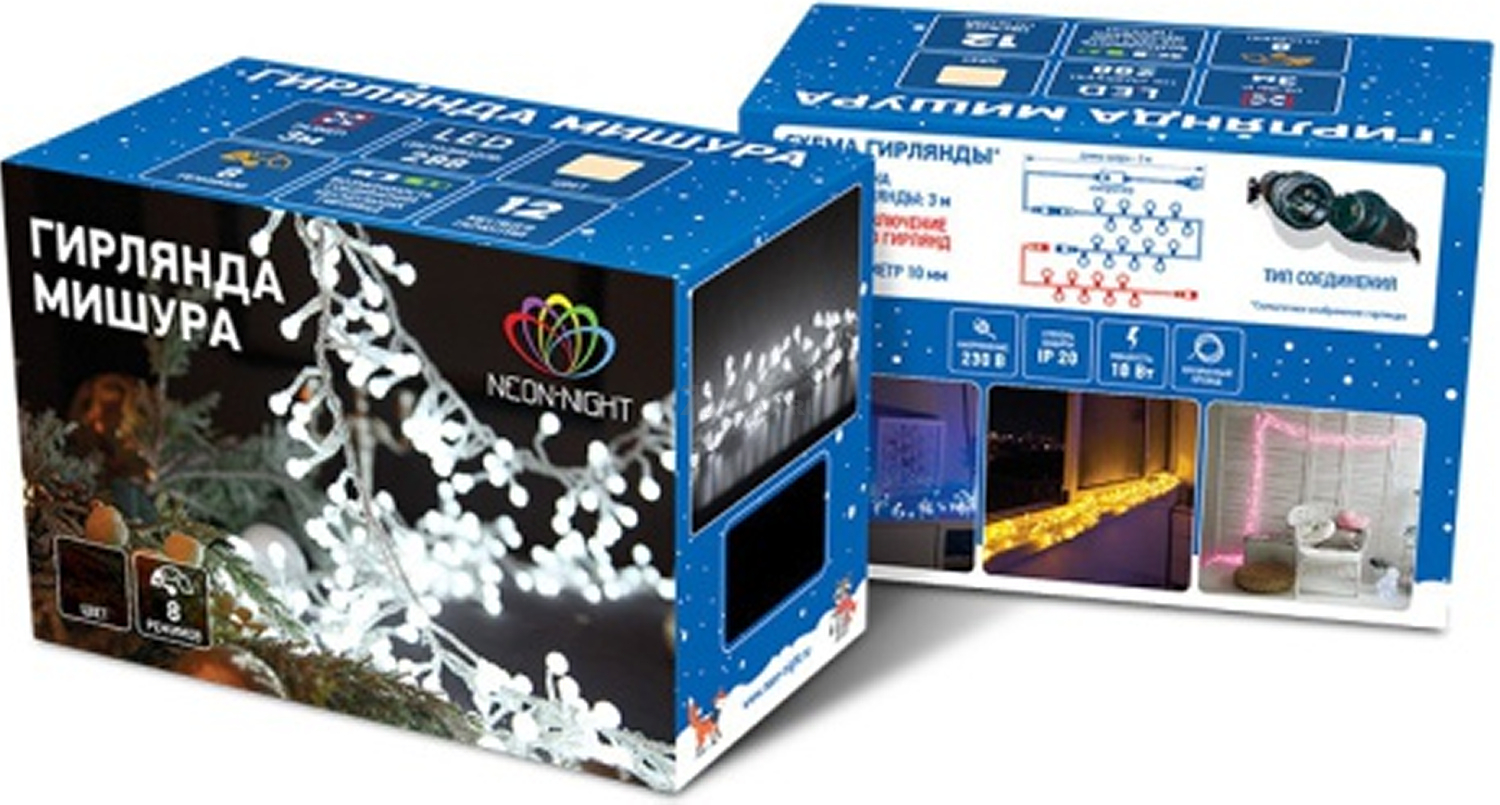 Гирлянда новогодняя светодиодная NEON-NIGHT Мишура LED 3 м 288 диодов синий (303-603) - Фото 13