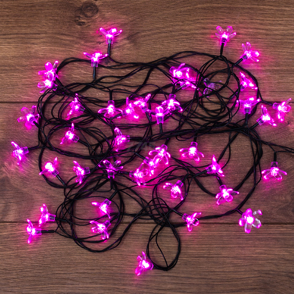 Гирлянда новогодняя светодиодная NEON-NIGHT Цветы Сакуры 7 м 50 диодов розовый (303-038)