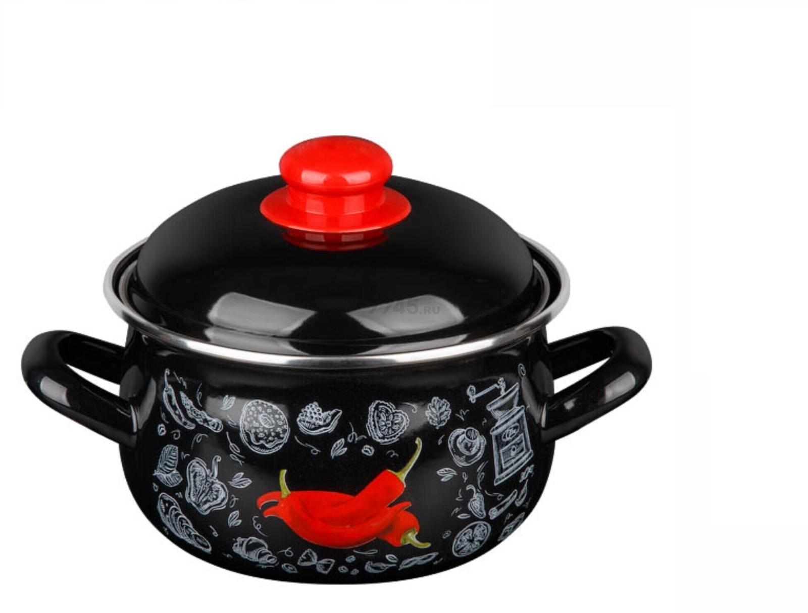 Кастрюля стальная эмалированная 2,1 л PERFECTO LINEA Перчик (50-367821) - Фото 6