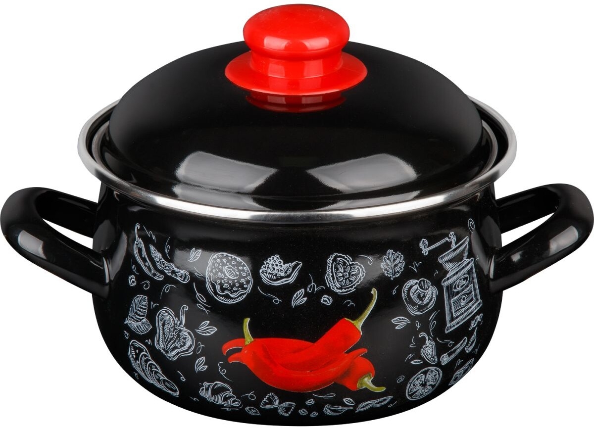 Кастрюля стальная эмалированная 3,8 л PERFECTO LINEA Перчик (50-367838) - Фото 5