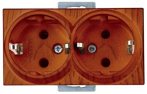 Розетка двойная скрытая с заземлением MUTLUSAN Rita вишня (2200 200 0256)