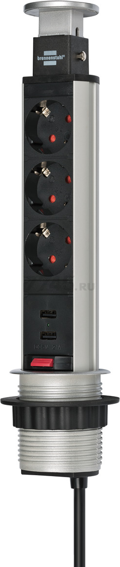 Блок розеточный выдвижной 3 поста 2 USB BRENNENSTUHL (1396200013)