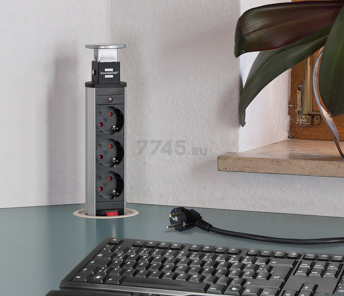 Блок розеточный выдвижной 3 поста 2 USB BRENNENSTUHL (1396200013) - Фото 2