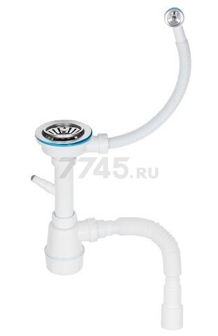 Сифон для кухни выпуск 3 1/2" круглый перелив гибкая труба 1 1/2"- 40/50 мм AV ENGINEERING (AVE129777)