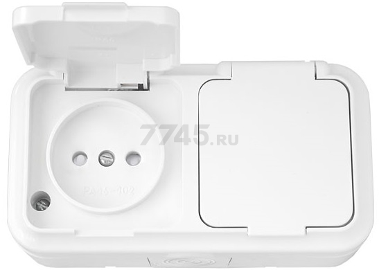 Розетка двойная наружная брызгозащищенная BYLECTRICA Пралеска Аква белая (РА16-102)