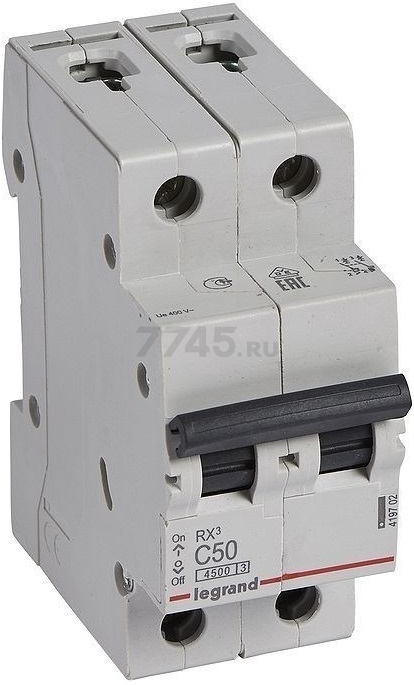 Автоматический выключатель LEGRAND RX3 2P 50A C 4,5кA (419702)
