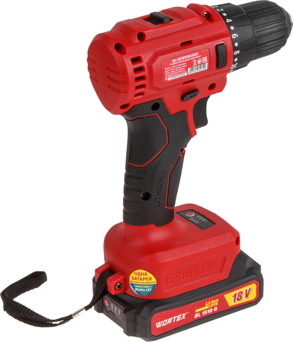 Дрель-шуруповерт аккумуляторная WORTEX BD 1815-1 DLi XLT SET (BD18151DLi0029) - Фото 2