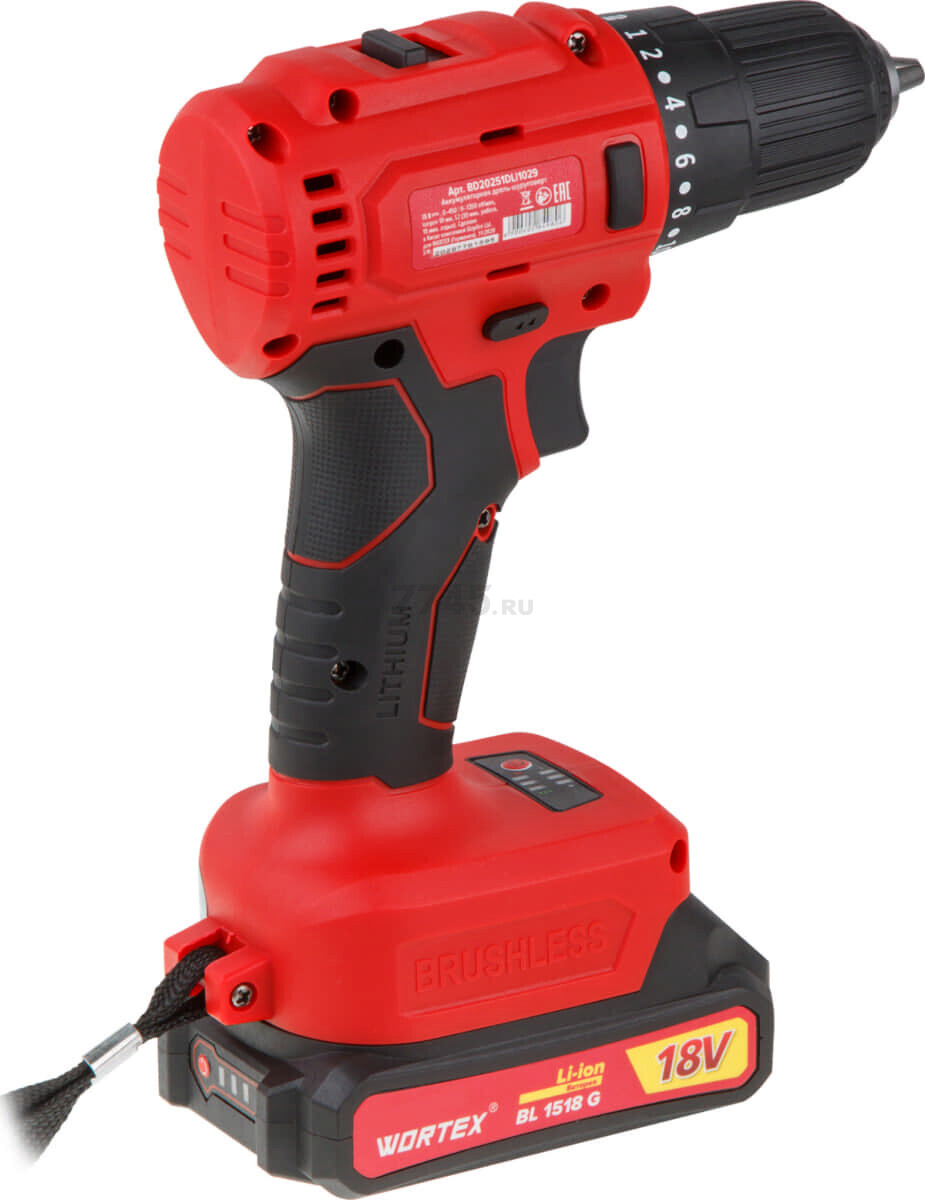 Дрель-шуруповерт аккумуляторная WORTEX BD 2025-1 DLi XLT SET (BD20251DLi1029) - Фото 3