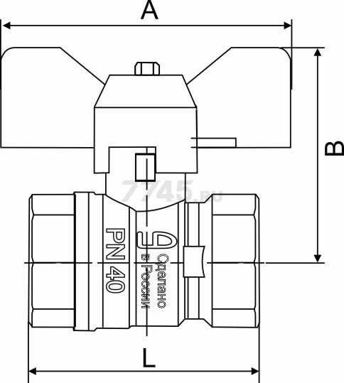 Кран шаровой 3/4" внутренняя резьба бабочка LD PN 40 (LD47.300.20) - Фото 2