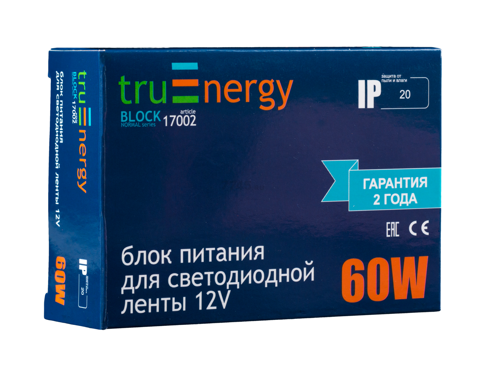 Блок питания для светодиодной ленты TRUENERGY Block Normal 60 Вт 12В (17002) - Фото 2