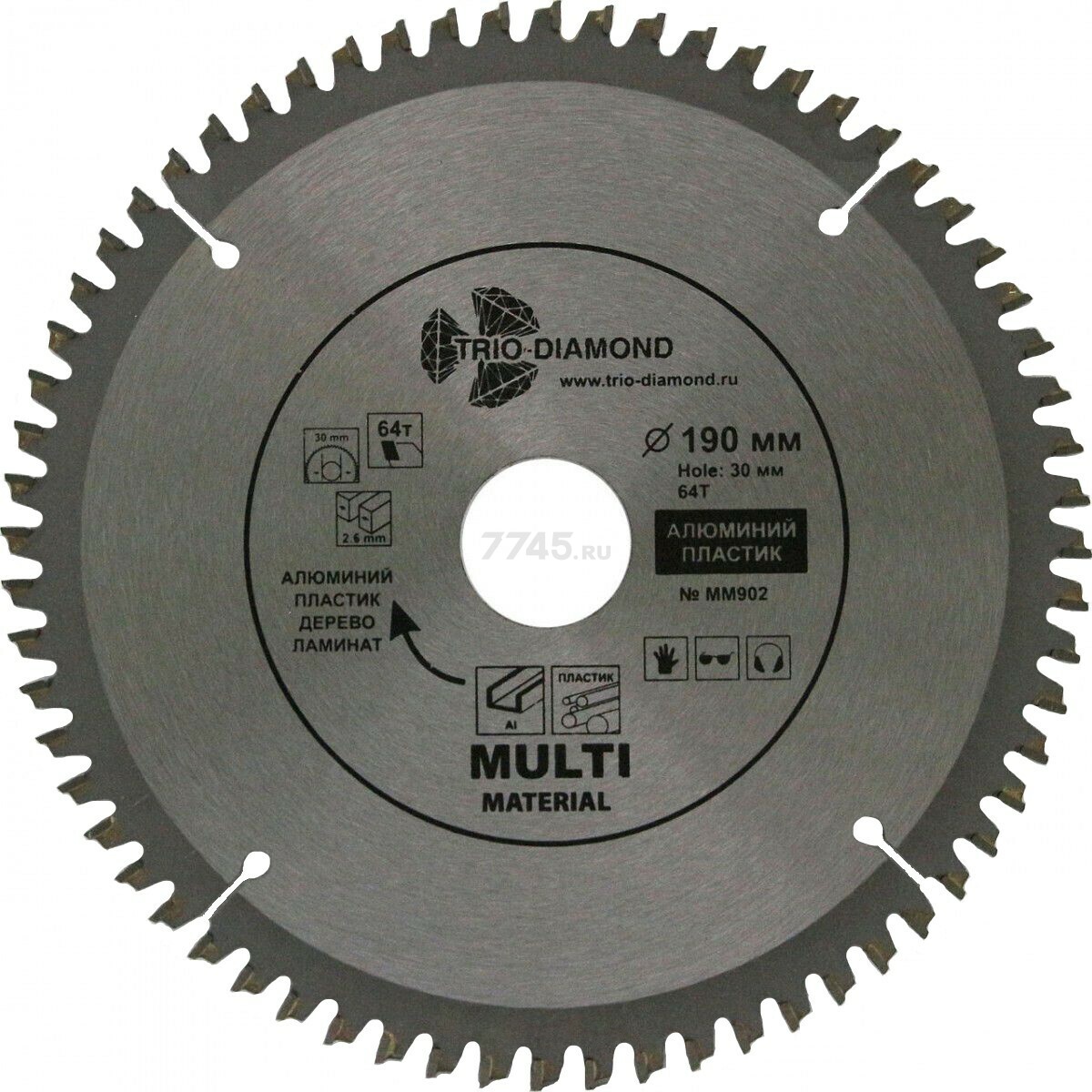 Диск пильный 190х30/20/16 мм 64 зуба TRIO-DIAMOND Multi Material (MM902)