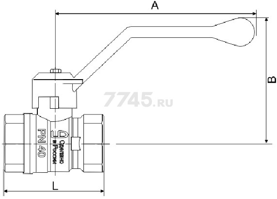 Кран шаровой 1 1/4" внутренняя резьба рычаг LD PN 25 (LD47.301.32) - Фото 2