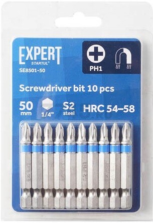 Бита для шуруповерта магнитная PH1 50 мм STARTUL Expert 10 штук (SE8501-50)