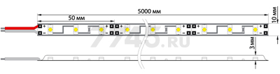 Лента светодиодная SMD 5050/60 14.4 Вт/м 6000K IP65 5 м LAMPER (141-495) - Фото 3
