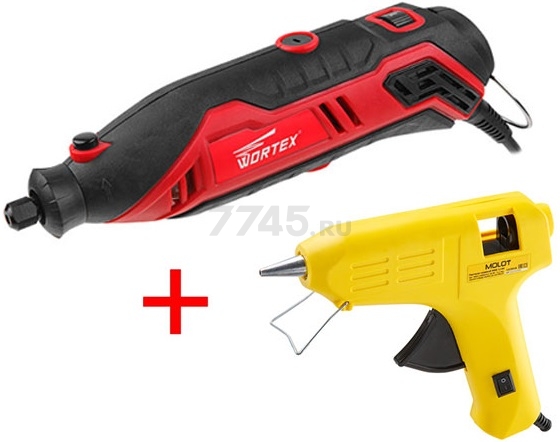 Гравер WORTEX MG 3214 E и Пистолет клеевой MOLOT MGG 1140 (MG3214E0011A1)