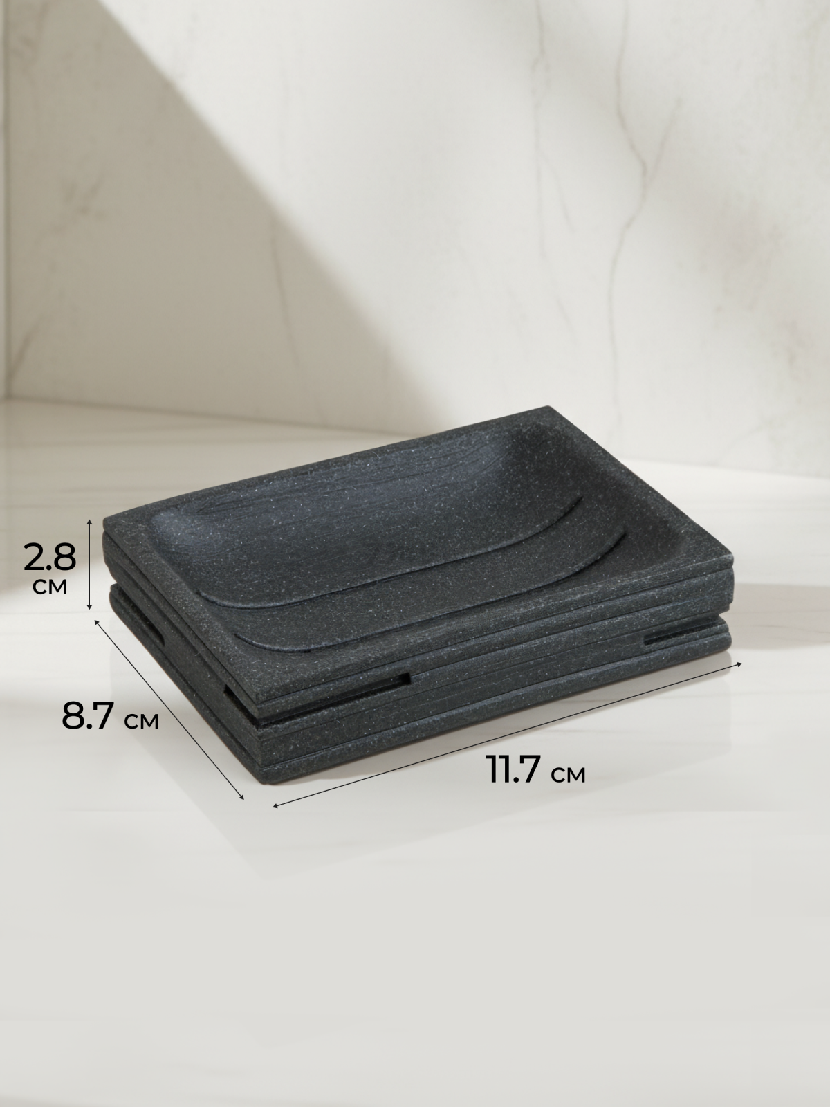 Мыльница PERFECTO LINEA Weathered Sand черная (35-151401) - Фото 6