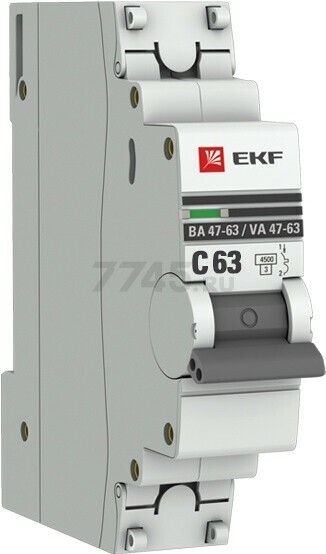 Автоматический выключатель EKF PROxima ВА 47-63 1P 63А C 4,5кA (mcb4763-1-63C-pro)