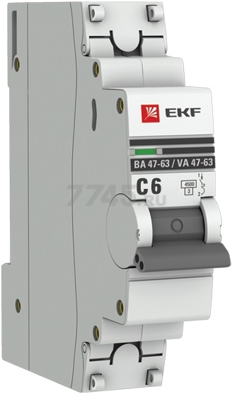 Автоматический выключатель EKF PROxima ВА 47-63 1P 6А C 4,5кA (mcb4763-1-06C-pro)